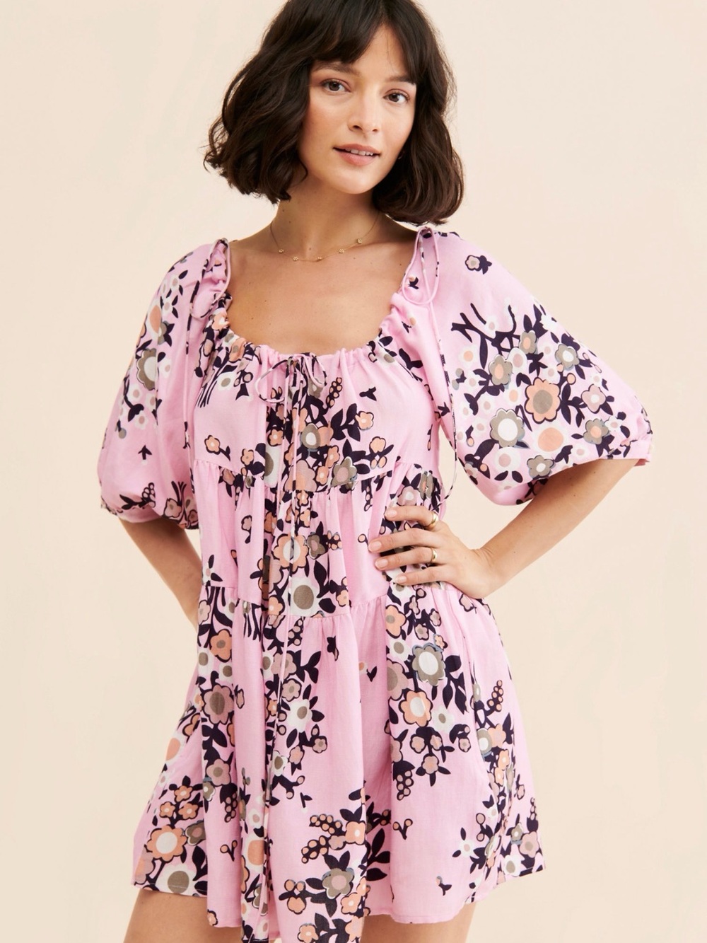 Free People Kings Csilla Lennon Liberty Mini Dress, Babydoll, NWT, Small